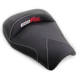 Custom Honda CBR 600RR Front Seat Black Carbon Fiber w/Silver & Red Embroidering