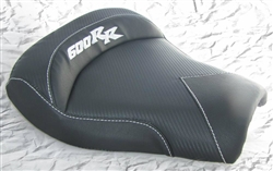 Custom Honda CBR 600RR Front Seat Black Carbon Fiber w/Silver Embroidering