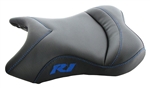 "New Image" Custom R1 Front Seat Black Carbon Fiber & Blue Embroidering