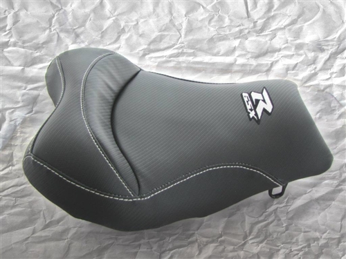 Custom GSXR 600/750/1000 Front Seat Black Carbon Fiber & Black/Silver  Embroidering