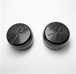 30mm Black Anodized Silver Engraved Kanji Logo Fork Caps