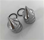 2008-2020 Hayabusa Chrome Grooved Spike Fork Adjuster Dampener Caps for Stock OEM Triple Tree