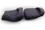 Hayabusa Custom Shaped Black Front & Rear Seats w/White Cross Stitching