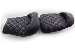 Hayabusa Custom Shaped Black Front & Rear Seats w/White Cross Stitching