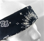 "Crystal Bandanas" Navy Blue/White Paisley Cotton Bandana with Swarovski Crystals