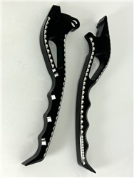 Black Python Brake & Clutch Levers With Silver Ball Cut Edges