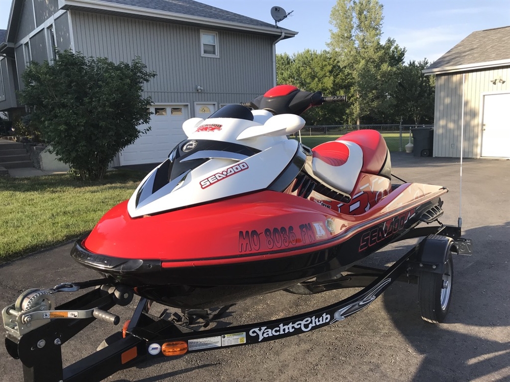 2008 Sea-Doo RXT 215 Supercharged Red/White/Black PWC w/Low Hours & 08  Yacht Club Trailer