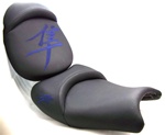 Hayabusa Black with Blue Embroidered Kanji Logos "New Image" Custom Driver and Passenger Seats