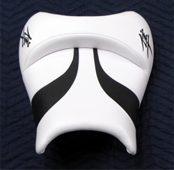 White with 2 Black Embroidered Kanji Logos and Black Swooshes