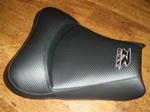 Custom GSXR 600/750/1000 Front Seat Black Carbon Fiber & Black/Silver Embroidering