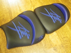 Custom Hayabusa Front & Rear Seats Black w/Blue Embroidering