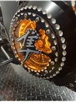 Hayabusa Custom Black/Silver Ball Cut Huge 3D Logo See Through Clear Clutch Cover With Amber LED's