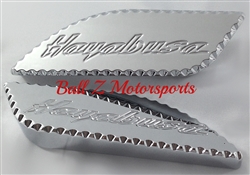 Hayabusa Chrome Engraved Side Tank Pads w/Ball Cut Edges