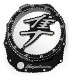 Hayabusa Custom Black/Silver Ball Cut Huge 3D Logo See Through Clear Clutch Cover