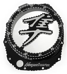 Hayabusa Custom Black/Silver Ball Cut Huge 3D Logo See Through Clear Clutch Cover