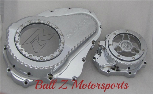 09-15 GSXR 1000 Chrome Ball Cut Engraved See Through Clear Clutch & Stator  Covers