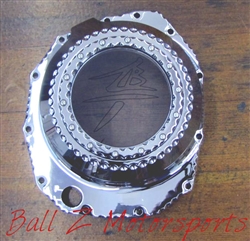 Custom Chrome Ball Cut Hayabusa See Through Clutch Cover w/Logo