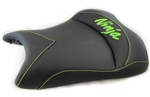 "New Image" Custom ZX-6R or ZX-10R Front Seat Black Carbon Fiber w/Green Embroidering