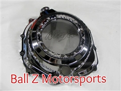 Chrome Ball Cut ZX14 See Through Clutch Cover w/ Ninja Logo