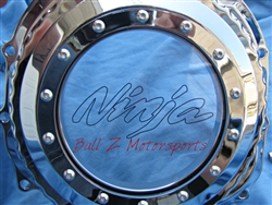 Chrome Ball Cut ZX14 See Through Clutch Cover w/ Ninja Logo