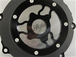 ZX-14 Custom Billet Black Wicked See Through Stator Cover Laser Etched "Ninja" Logo